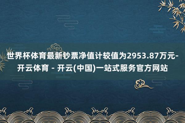 世界杯体育最新钞票净值计较值为2953.87万元-开云体育 - 开云(中国)一站式服务官方网站