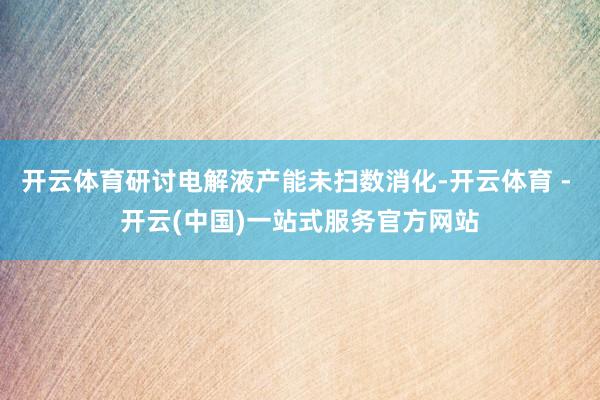 开云体育研讨电解液产能未扫数消化-开云体育 - 开云(中国)一站式服务官方网站